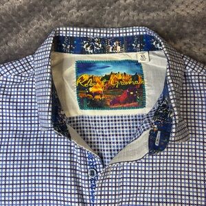 Robert Graham White and Blue Patterned Men's Shirt